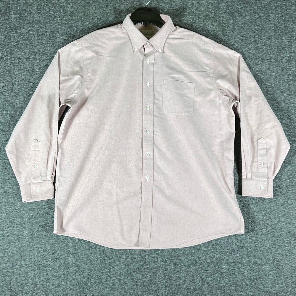LLBean Mens Pink Wrinkle Resistant Long Sleeve Button Down Shirt XL